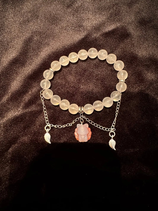 Bracelet 16 cm Énergie Mystique du Kitsune Rose 8mm - L'écho éternel du feu