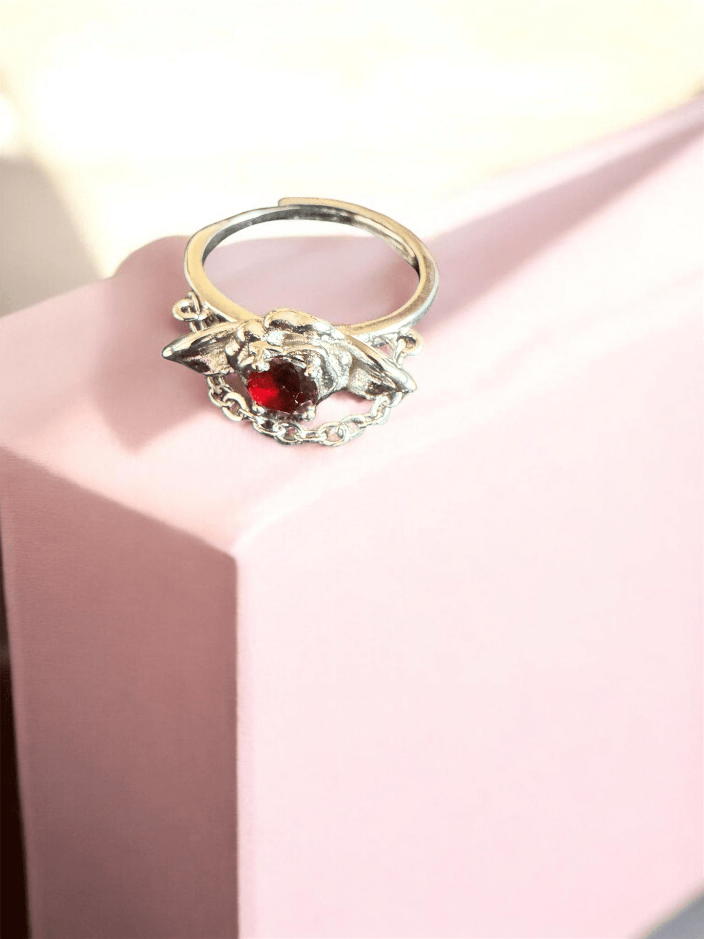 Bague ajustable 925 et grenat - L'écho éternel du feu