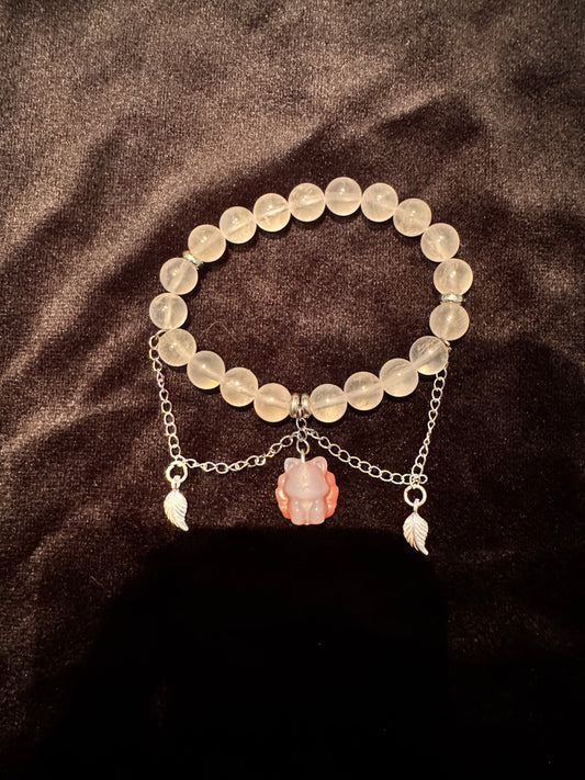 Bracelet 16 cm  Énergie Mystique du Kitsune Rose 8mm